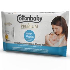 Toalha Umedecida Cottonbaby Premium Recém Nascido com 50 und