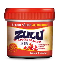 Alcool Solido Acendedor Zulu 80º Com 4 Unid