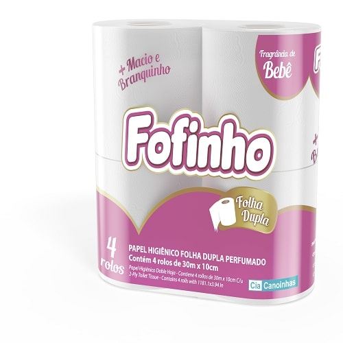 Papel Higiênico Fofinho Folha Dupla Perfumado Bebe Com 4 und