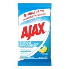 Pano Umedecido Ajax Multi uso Antibacteriano 40 Unid
