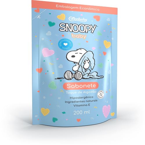 Sabonete Líquido Cottonbaby Snoopy Baby Toque de Algodão 200ml Refil