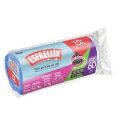 Saco de Lixo Esfrelux Azul 15l Rolo com 60Und