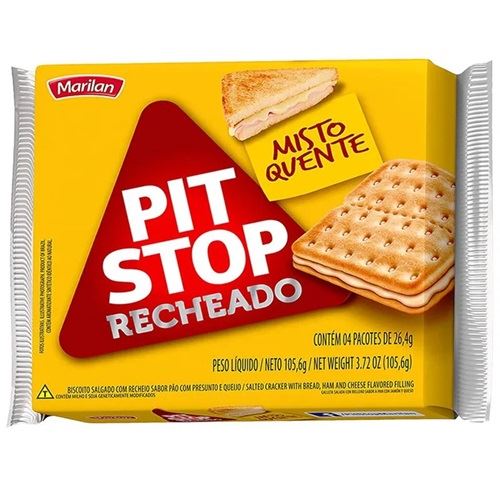 Biscoito Pit Stop Recheado Misto Quente 91g com 4 und
