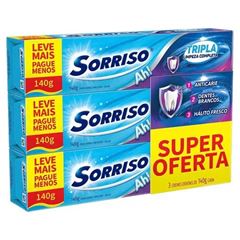 Creme Dental Sorriso Tripla Limpeza Completa 140g 3Und